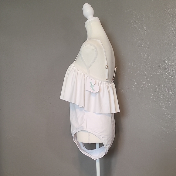 Sugar Coast By Lolli Swim White Ruffle Flounce Bandaeu Womens Swimsuit XL NWT - Picture 2 of 11